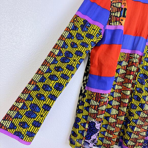 Berek Mesh Jacket Womens 2X Red Art to Wear Full Zip Mixed Print Lined Colorful - Picture 5 of 8